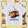 2026 Novo Plano de Transformação do Castor Camiseta Infantil de Algodão Puro Manga Curta Verão Desenho Animado Tendência Top para Meninos e Meninas