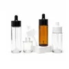 Botella cuentagotas de vidrio ámbar transparente para aceites esenciales, 30 ml/50 ml, botella dispensadora de sérum cosmético, botella cuentagotas de vidrio