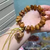 Estilo Casual de Cocinero con Madera de Durazno Grano de Café Lavado Oso Pulsera Círculo Único Plato de Mano con Cuentas Budistas Pulsera de Rosario