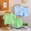 Nuevo Conjunto de Dos Piezas de Verano para Niños Estilo Chino Floral Manga Corta y Shorts, Ropa Infantil de Comercio Exterior, Atuendo Casual para Bebés Niñas, Estilo Moderno