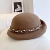 Boina de Lazo con Cadena de Perlas Estilo Chanel para Niños Otoño e Invierno Lana Australiana Lana Sombrero de Pintor Sombrero de Dama Francés