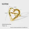 Anillo Abierto de Acero Inoxidable con Forma de Corazón Martillado Transfronterizo, Chapado en Oro de 18 Quilates, Joyería Impermeable, Accesorios de Lujo Ligero de Alta Gama para Mujeres