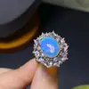 Suministro en Vivo de Anillo Popular de Ópalo Natural Plata S925 Piedra Principal para Mujer 9X11Mm Venta Caliente Dropshipping Transfronterizo