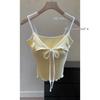 Dulce Chica Suave Sling Combinación de Colores Lazo Pequeño Chaleco Ropa Exterior Ajustado Cintura Alta Ombligo Descubierto Top para Niñas