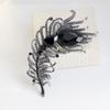 Broche de moda grande de pluma con incrustaciones de diamantes, multicolor opcional, pin de cristal, accesorios para abrigo de traje de mujer
