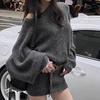 Vestido de Punto de Lujo Perezoso Estilo Europeo y Americano Transfronterizo Otoño e Invierno, Mangas Murciélago Sueltas, Vestido Corto Ajustado Hombros Descubiertos