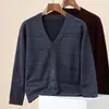 Suéter Grueso 100% Lana Hengyuanxiang Cárdigan de Punto para Hombre Ropa Exterior Suéter Nuevo de Invierno 2025 Chaqueta para Hombre