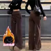 Calça Micro Flare Feminina, Novo Estilo Outono e Inverno 2026, Cintura Alta, Caimento Fluido, Calça de Moletom Emagrecedora, Forrada com Fleece, Espessada, Calça Esportiva Levanta Bumbum