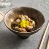 Tazón Alto Hecho en Fábrica, Transformado en Horno, Moldeado a Mano; Tazón Pequeño de Uso Personal; Tazón de Cerámica Estilo Rústico para Sopa, Tazón de Arroz; Apto para Microondas