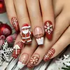 Unhas de Ballet de Comprimento Médio para o Natal Estilo Ins Europeu e Americano Removíveis Padrão de Papai Noel Floco de Neve Presente Falsas