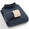 [Tencel+Lana+Seda de Gusano de Seda] Otoño e Invierno Cuello Medio Alto Forro Polar Engrosado Capa Base para Mujer Ajuste Delgado Top Cálido