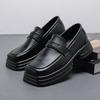 Zapatos de Cuero Cuadrados Transfronterizos para Hombre Corea del Sur Ins Zapatos Pequeños de Cuero para Hombre Modernos sin Cordones Casuales Plataforma Originales Zapatos Derby