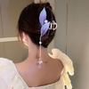 Pinza de Garra con Borla de Rosa de Hada Estilo Bosque para Mujer, Pinza de Mariposa Grande Fresca y Elegante para la Parte Posterior de la Cabeza, Pinza de Tiburón