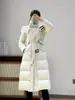 Chaqueta de plumas de alta gama para mujer, larga, con capucha, entallada en la cintura, nueva, GB 90, abrigo de plumón de pato blanco, gabardina de temperamento al por mayor