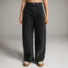 Jeans Patchwork Americano de Rua Transfronteiriço para Mulheres, Perna Reta Solta Lavado Vintage Wide-Leg Tendência Marca Estilo Europeu e Americano