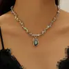Colar e Pulseira Coração de Diamante Cinza Prata Irregular Prata Quebrada para Mulheres, Luxo Leve, Corrente para Clavícula Choker de Moda de Alta Qualidade
