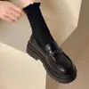 Zapatos Pequeños de Cuero con Suela Gruesa Estilo Británico para Mujer 2026 Otoño Nuevos Mary Janes Franceses Zapatos Individuales JK Japoneses Mocasines Negros