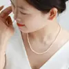 Colar de Pérolas Naturais de Água Doce Feminino Corrente de Colar de Luxo Leve Corrente para Clavícula Corrente de Lã para Presente de Mãe e Namorada