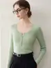 Suéter minimalista de luxo leve 100% caxemira pura para mulheres, blusa de cor sólida com gola redonda, blusa básica de tricô, suéter de corte justo e afina a silhueta