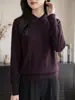 Elegante suéter de punto de alta gama para mujer, con cuello, adornado con pedrería, color gris, corte holgado, lana de hilo fino, suéter fino, capa base, nuevo estilo primavera/otoño
