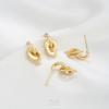 Brincos de Argola Dupla em Forma de C Brilhantes Banhados a Ouro 14K com Preservação de Cor Materiais para Joias DIY Feitas à Mão Acessórios para Brincos