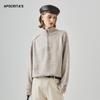 Suéter Cruzado Apo Ropa para Mujer Otoño e Invierno Sin Género Holgado Perezoso Cuello Semitortuga Cremallera Mangas Raglán Manga Larga
