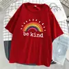 Una Camiseta de Mujer Arcoíris Brillante, Camiseta Fresca de Algodón, Moda Transpirable de Manga Corta Oversize Streetwear Ropa