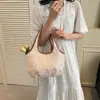 Bolsa de Moda Verão 2025 Nova Estilo Coreano Trançada Elegante Bolsa de Ombro Bolsa de Mão Grande Capacidade Saco de Compras tipo Balde