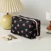Nova Bolsa de Maquiagem Portátil com Laço para Mulheres, Bolsa de Higiene Pessoal Portátil de Grande Capacidade para Viagem, Bolsa de Armazenamento para Produtos de Skincare, Pronta para Venda