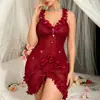 Lingerie Sexy Plus Size Venda Quente Transfronteiriça Patchwork de Renda Renda Tridimensional Babado Vestido de Casa Comércio Exterior