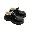 Estilo Británico Suela Suave Suela Gruesa Con Cordones Zapatos Pequeños de Cuero para Mujer 2026 Invierno Nuevos Cómodos Mocasines Retro Zapatos Peludos Elegantes