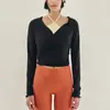 Moderna Ropa Deportiva de Secado Rápido con Cordones para Mujer, Top Profesional de Manga Larga para Pilates, Danza, Deportes, Corte Ajustado, Yoga