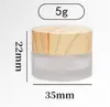 Tarro de Crema de Vidrio Cosmético 10g Capacidad Pequeña Crema para Ojos Dispensador de Crema Viaje 30g Tapa con Grano de Madera