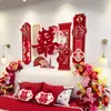 Decorações de Celebração de Casamento para o Quarto dos Noivos, Nova Casa, Sala de Estar, Guirlanda de Palavras Felizes de Veludo, Parede de Fundo, Conjunto de Decoração para Quarto de Casamento