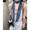 Bufanda larga de seda de color sólido con cuentas estilo coreano para mujer, nuevo modelo 2026, bufanda de cuello con ambiente artístico, bufanda pequeña fina