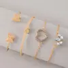 Joias Transfronteiriças Europeias e Americanas, Conjunto de Pulseira de Diamante em Forma de Coração Moderno e Criativo, Conjunto de Pulseira de Borboleta Simples e Versátil, Conjunto de Quatro Peças