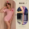 Lingerie Sexy Estilo Novo com Design de Costas Xadrez, Uniforme Sexy de Enfermeira, Traje Sedutor que Expõe os Seios, Peça Única Atacado Qqny