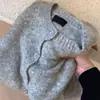 Cárdigan tejido de pelo de mapache gris para mujer, suéter engrosado para primavera y otoño, capa interior, estilo otoño e invierno, top de alta gama