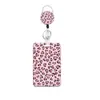Producto de Exportación Más Vendido: Porta credencial médico retráctil de fácil extracción con estampado de leopardo rosa, clip giratorio, para trabajo UV, con cordón de poliéster, en stock