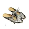 Mules Retro Plateadas de Punta Cerrada Estilo Francés para Mujer, Sandalias de Verano para Exteriores 2023, Sandalias Planas Doradas