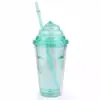 Tampa para Sorvete 16oz/450ml com Ventosa Camada Dupla PS Transparente Ventosa Verão Gelo Frio Copo de Água