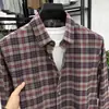 Popular Camisa de Manga Larga para Hombre Primavera 2026 con Mezcla de Lana, Camisa de Vestir a Cuadros Otoño e Invierno para Hombre