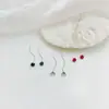 Pendientes Cortos de Plata para Mujer, Plata de Ley 925, Pasadores Cortos para Oreja, Cadenas para Oreja de Diamante Redondo Pequeño, Joyería Delicada para Oreja de Plata, Pendientes Pequeños Colgantes, Cadenas para Oreja, Pendientes Pequeños Fluidos