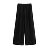 Moda casual feminina nova de outono, calça pantalona com tecido de textura amassada, cintura elástica, efeito emagrecedor, adequada para o dia a dia