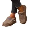 Zapatos de Mujer de Gran Tamaño para Exportación Europea y Americana Otoño e Invierno 2025 Zapatos de Algodón Punta Redonda Planos Casuales Perezosos Slip-Ons Zapatos con Forro de Piel de Felpa para Mujer