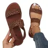 Novas Sandálias Rasteirinhas Estampa de Leopardo para Mulheres, Sapatos de Praia Elegantes e Confortáveis com Uma Tira, Tendência em Calçados Femininos, Tamanhos 36-41, 42, 43