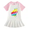 Verano 2023 Nueva Ropa Infantil Vestido de Algodón para Niñas con Dibujos Manga Corta Bebé Delgado Vestido con Pliegues Elegante de Moda