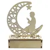 Festival Árabe do Oriente Médio de Madeira Lua Luz LED Enfeites de Mesa Castelo para Casa Decorações Artesanato Mesas