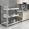 Estante de Almacenamiento de Cocina de Acero Inoxidable 304 Piso de Pie Múltiples Niveles 3-6 Niveles Engrosado Estante Doméstico para Microondas No