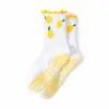 Calcetines Especiales para Pilates Yoga Calcetines de Media Pantorrilla para Mujer Calcetines Deportivos Profesionales Antideslizantes Calcetines con Agarre de Borde de Silicona Flor de Hongo